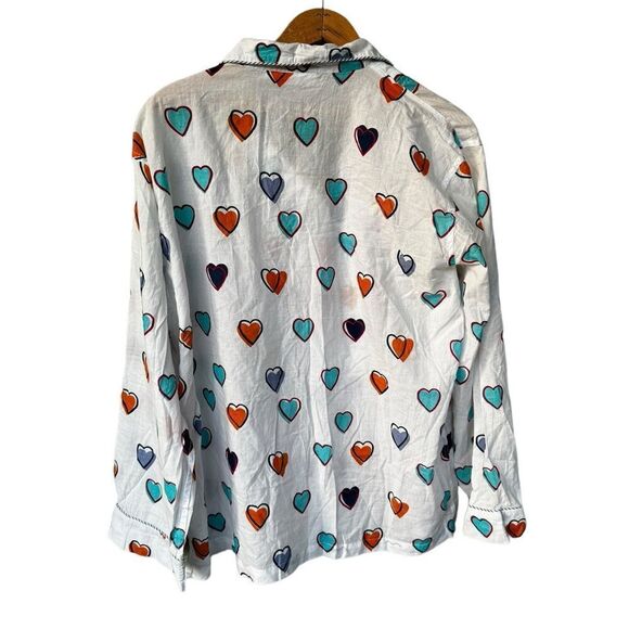 Roller Rabbit Big Hearts Button Down Cotton Pajama Set XL - Picture 5 of 6